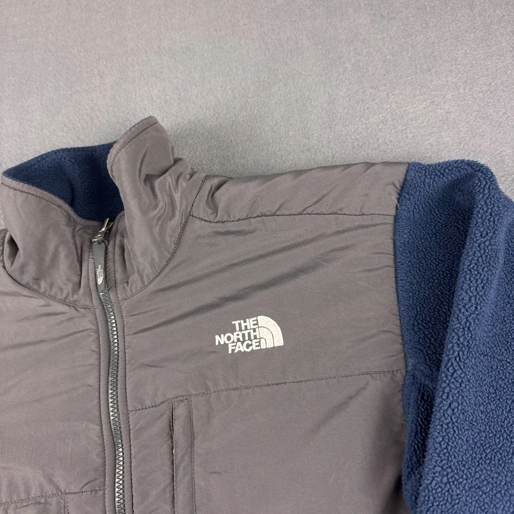 The North Face Denali Jacket Men's M Blue Gray Polartec Fleece Full Zip Outdoor